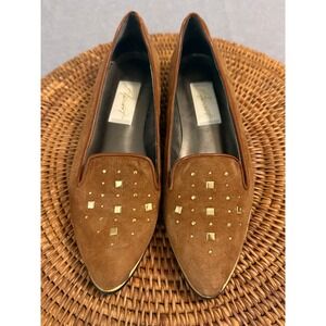 Apart Womens Brown Suede Studded Pointed Toe Loafers Flats Size 9 B‎